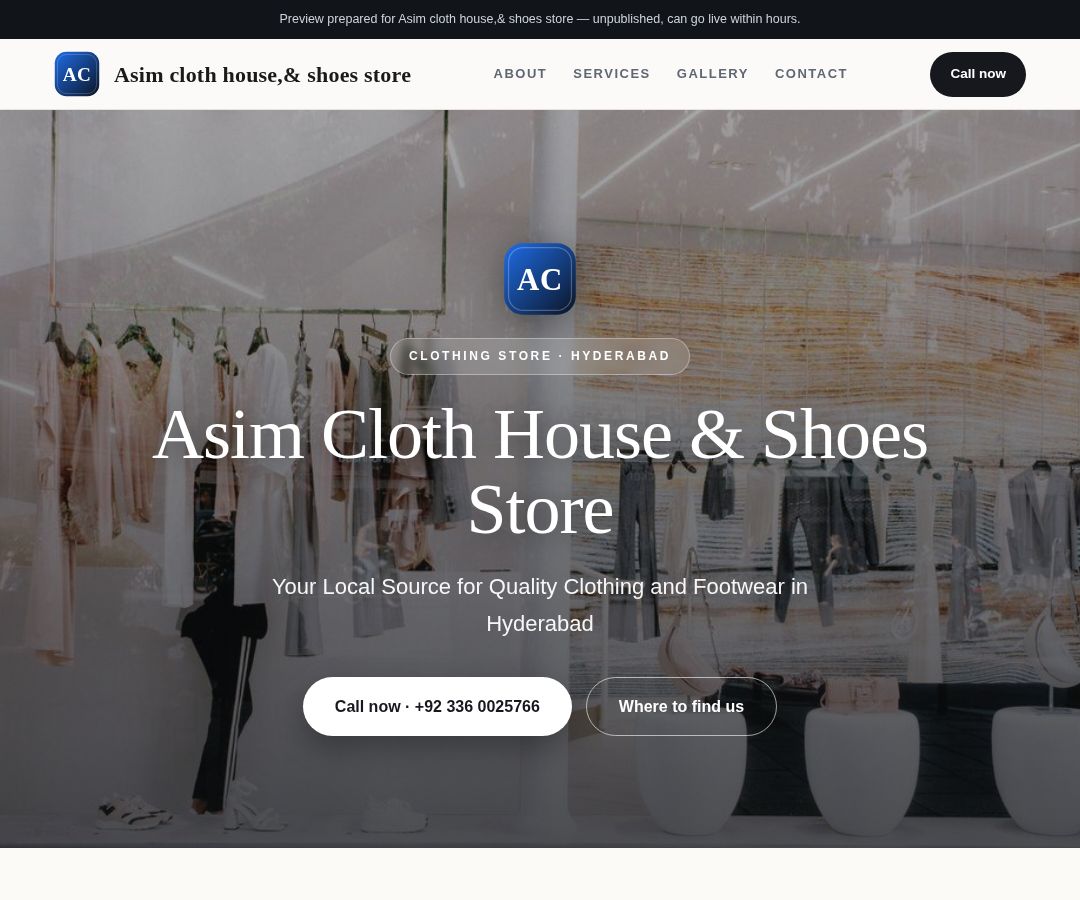 Asim cloth house,& shoes store