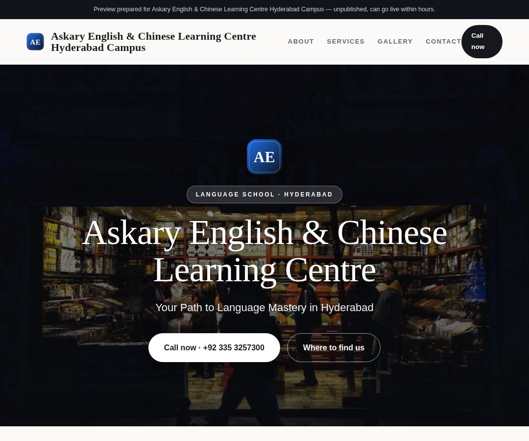 Askary English & Chinese Learning Centre Hyderabad Campus