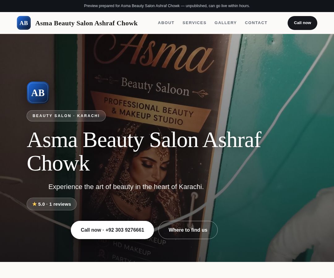 Asma Beauty Salon Ashraf Chowk