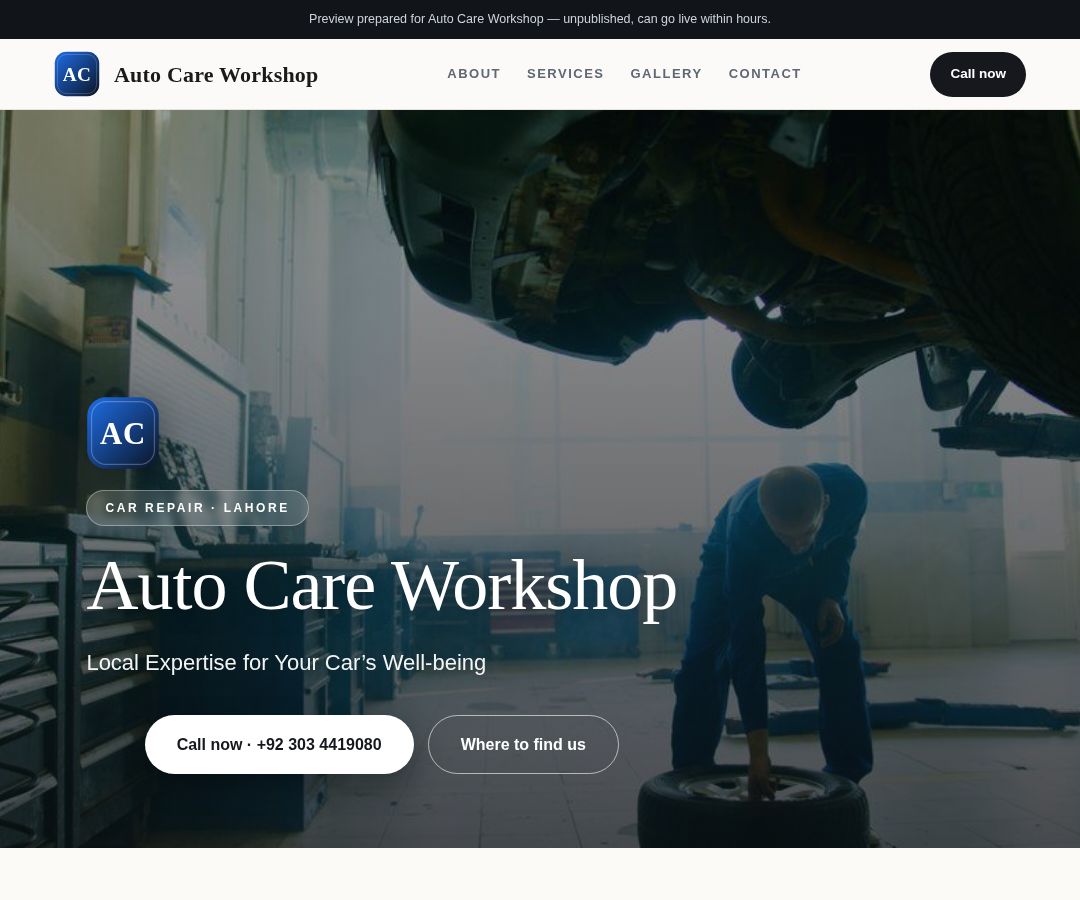 Auto Care Workshop