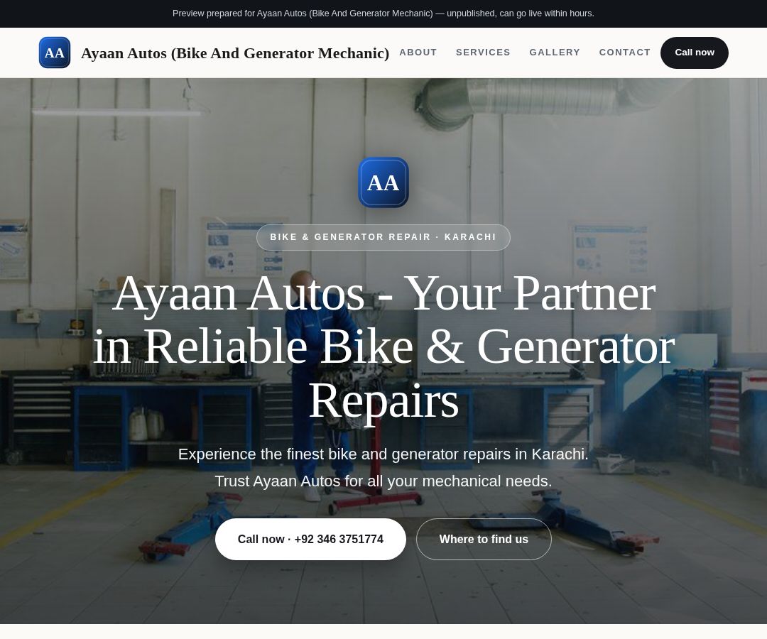 Ayaan Autos (Bike And Generator Mechanic)