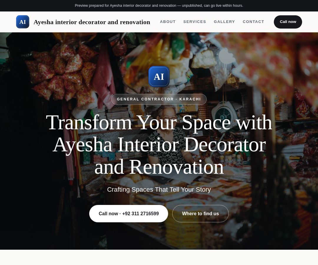 Ayesha interior decorator and renovation