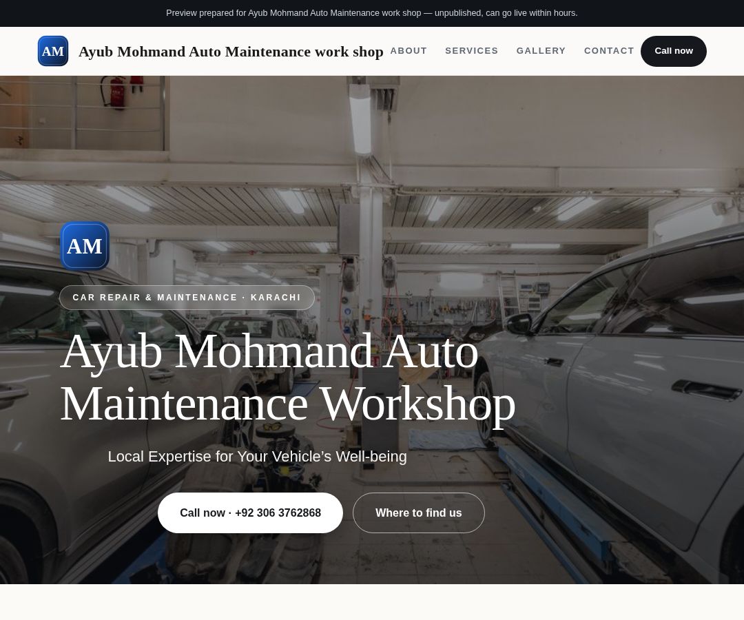 Ayub Mohmand Auto Maintenance work shop