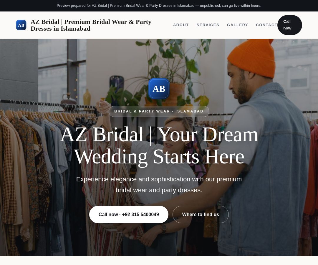 AZ Bridal | Premium Bridal Wear & Party Dresses in Islamabad