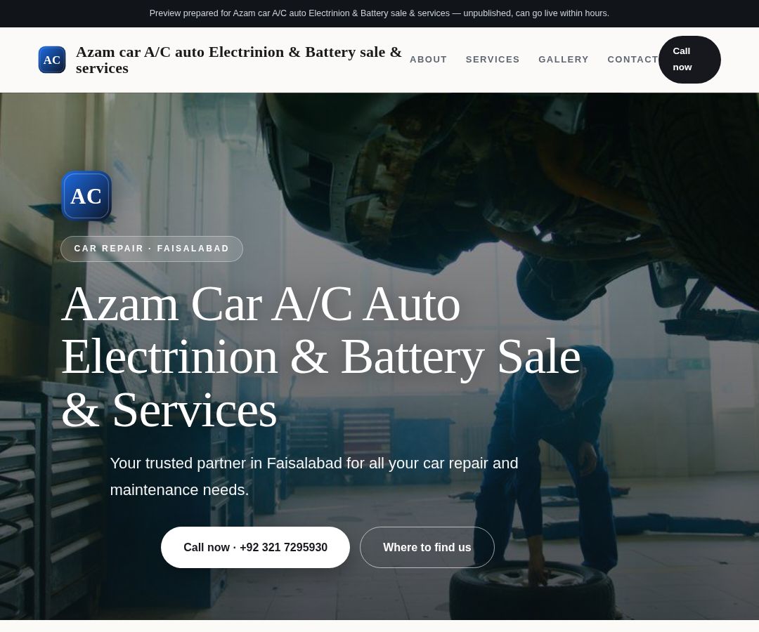 Azam car A/C auto Electrinion & Battery sale & services