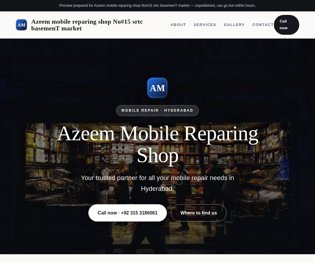 Azeem mobile reparing shop No#15 srtc basemenT market