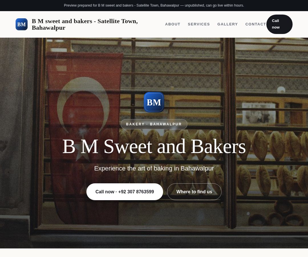 B M sweet and bakers - Satellite Town, Bahawalpur