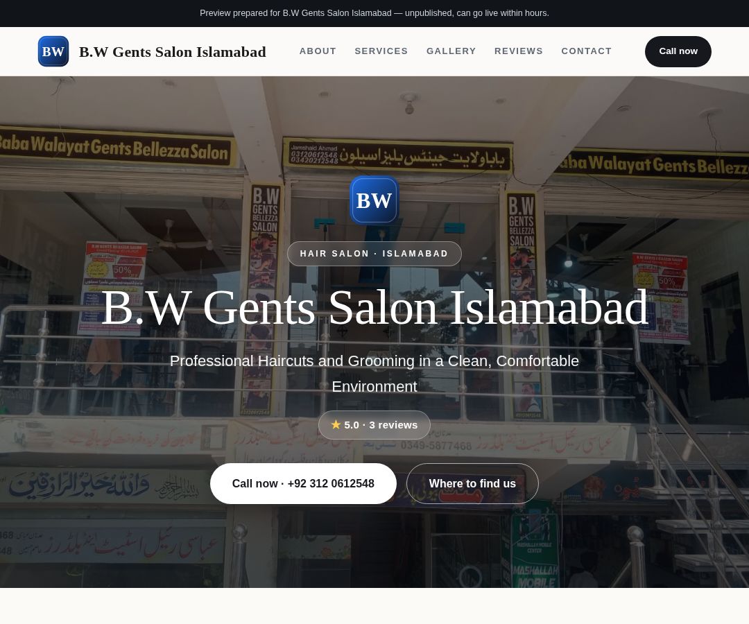 B.W Gents Salon Islamabad