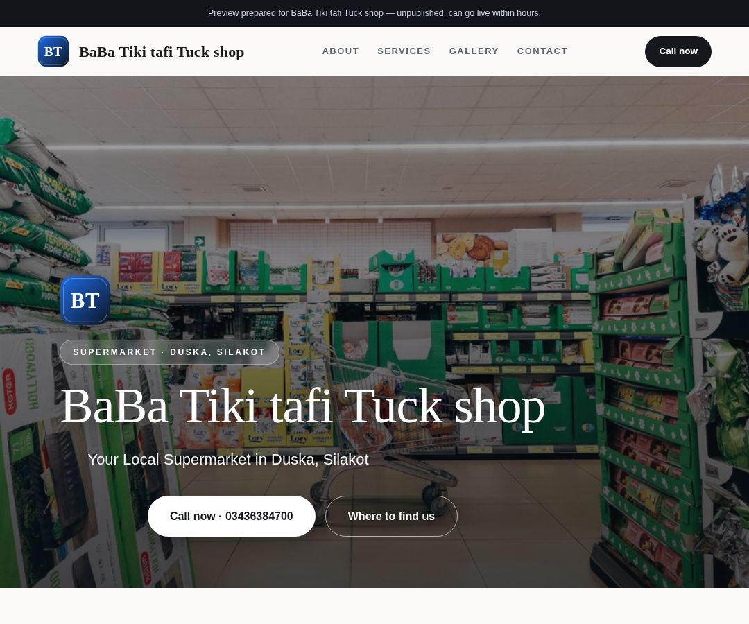 BaBa Tiki tafi Tuck shop