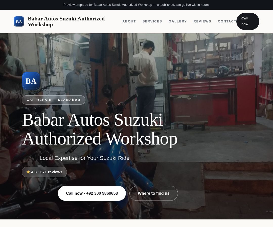 Babar Autos Suzuki Authorized Workshop