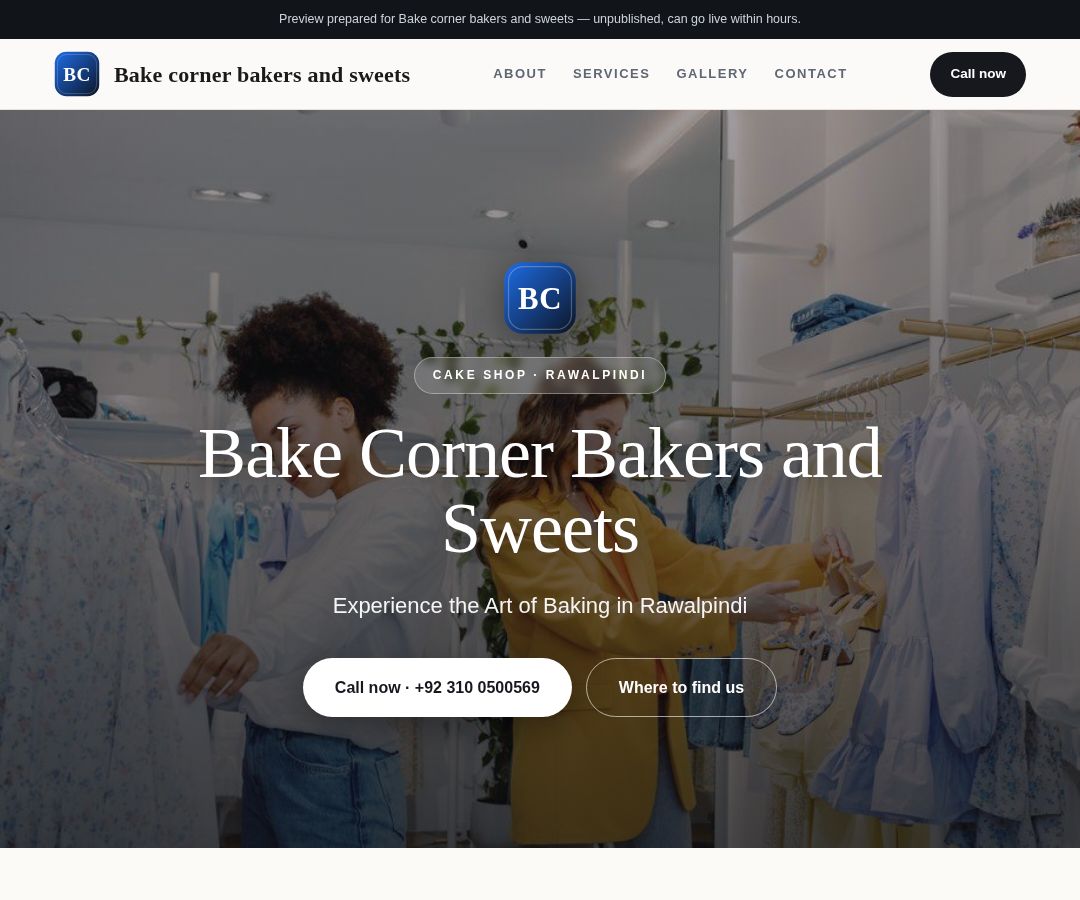 Bake corner bakers and sweets