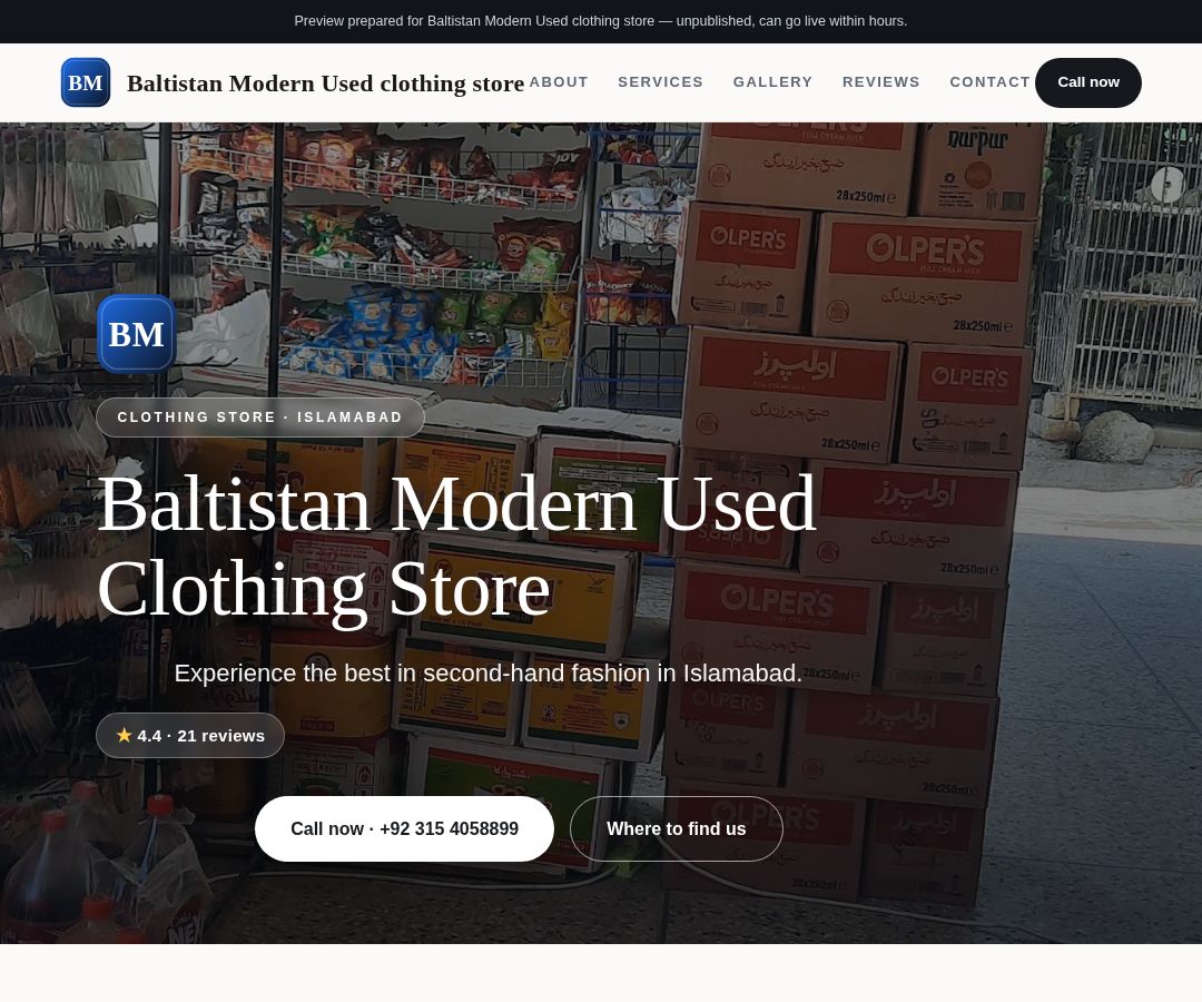 Baltistan Modern Used clothing store