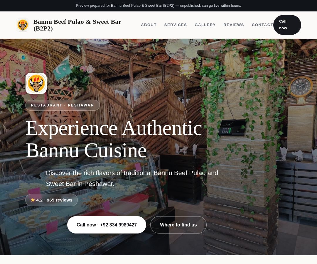Bannu Beef Pulao & Sweet Bar (B2P2)