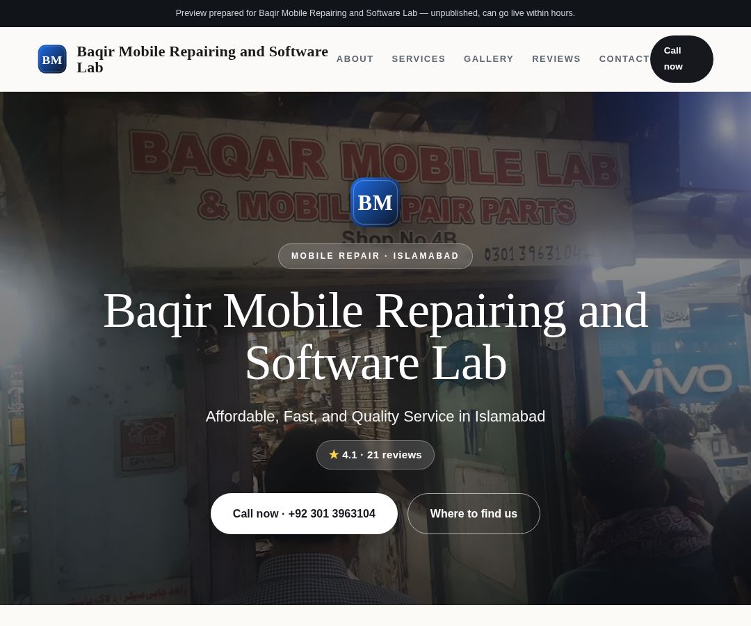 Baqir Mobile Repairing and Software Lab