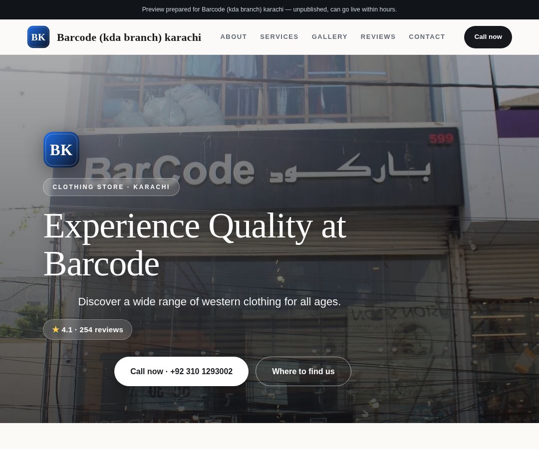 Barcode (kda branch) karachi