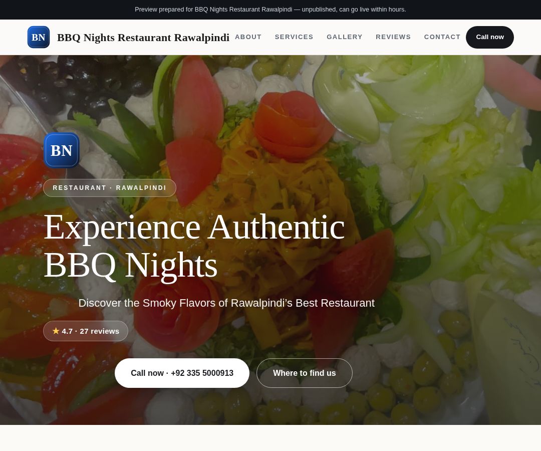 BBQ Nights Restaurant Rawalpindi