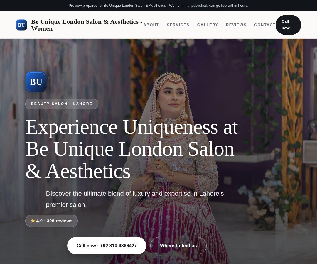 Be Unique London Salon & Aesthetics - Women
