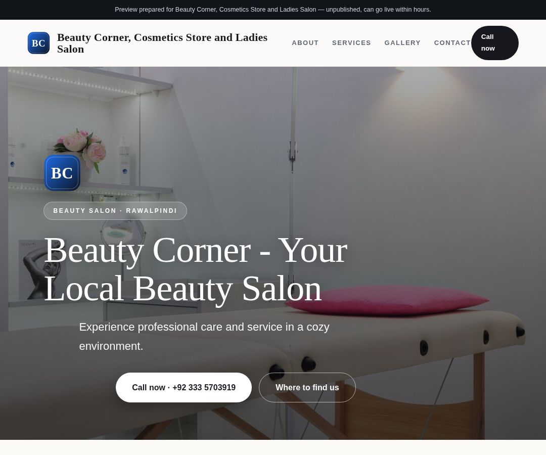 Beauty Corner, Cosmetics Store and Ladies Salon