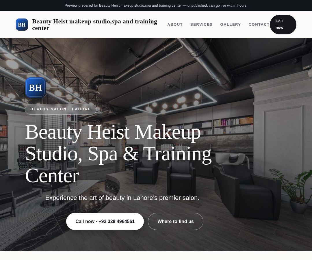 Beauty Heist makeup studio,spa and training center