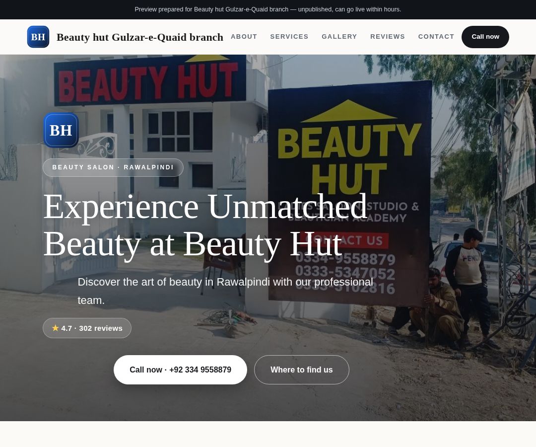 Beauty hut Gulzar-e-Quaid branch
