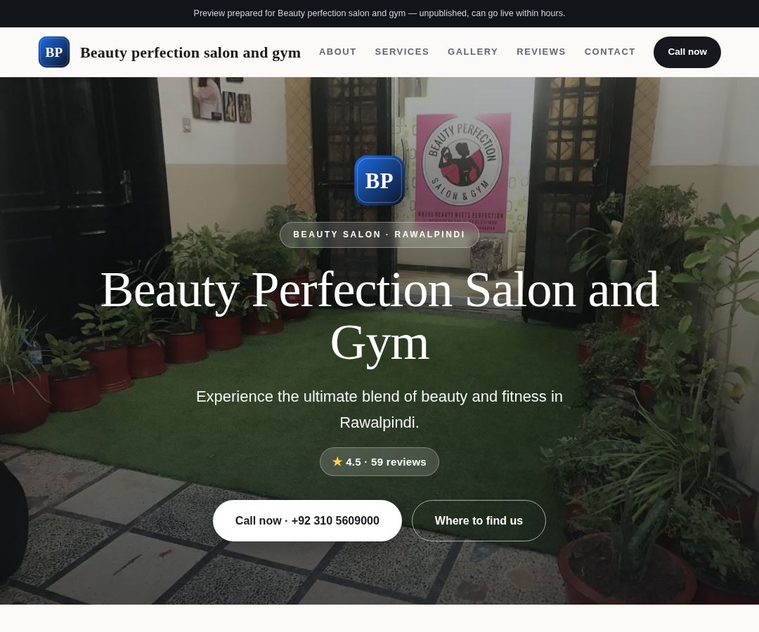 Beauty perfection salon and gym