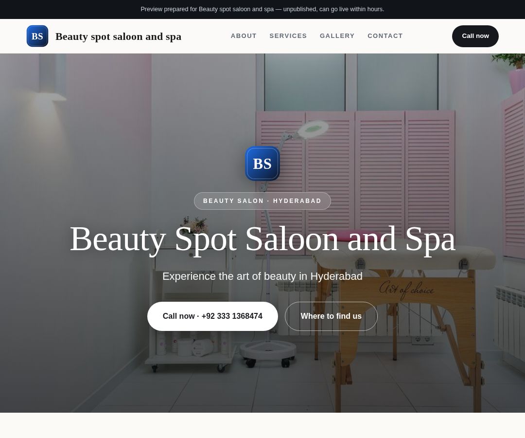 Beauty spot saloon and spa