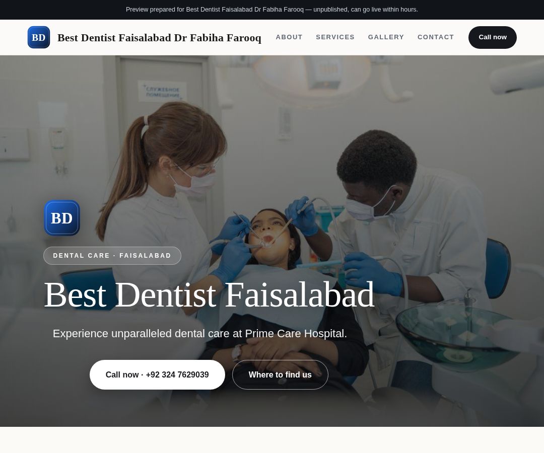 Best Dentist Faisalabad Dr Fabiha Farooq