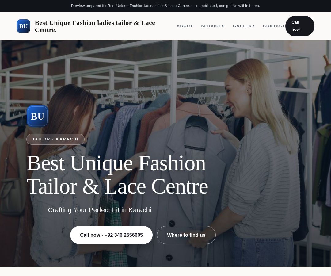 Best Unique Fashion ladies tailor & Lace Centre.