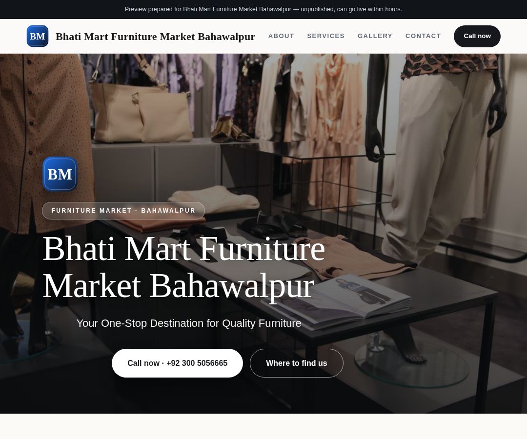 Bhati Mart Furniture Market Bahawalpur