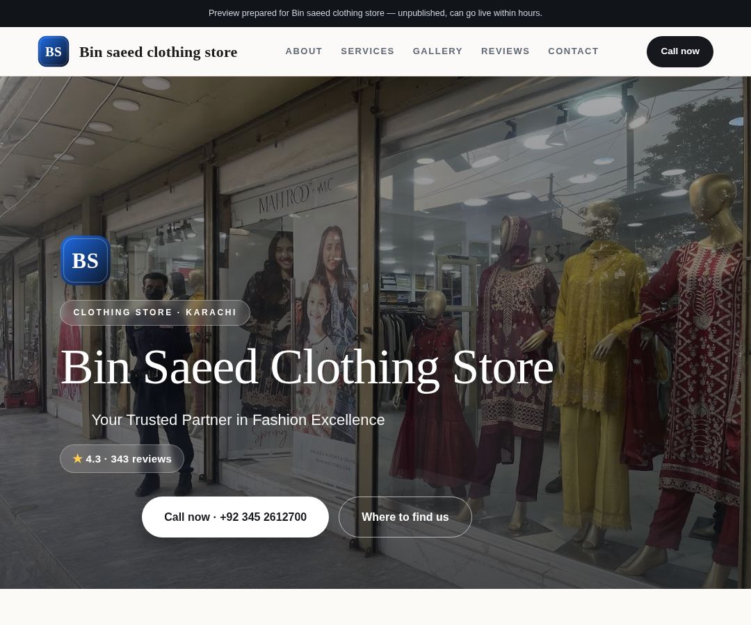 Bin saeed clothing store