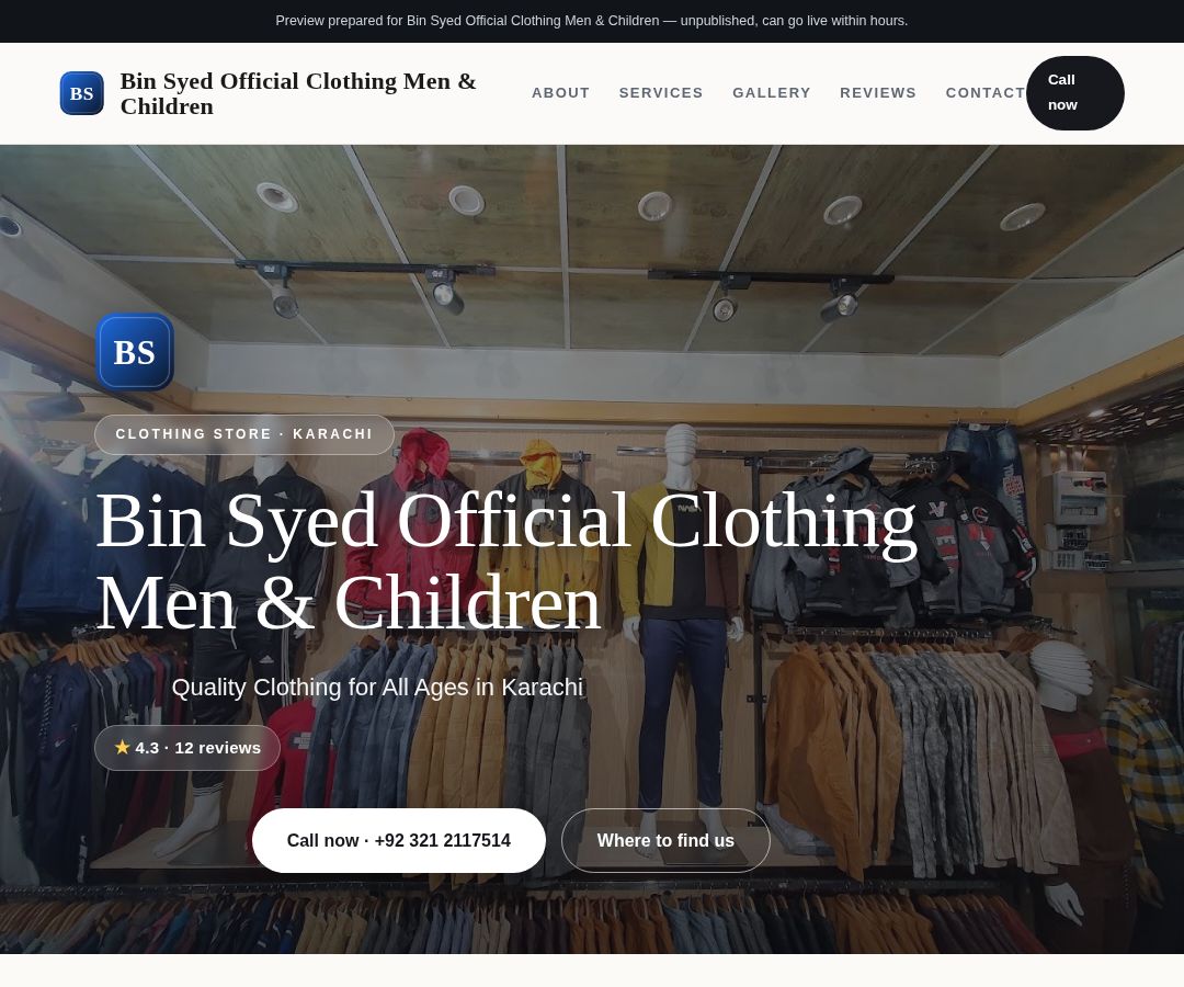 Bin Syed Official Clothing Men & Children