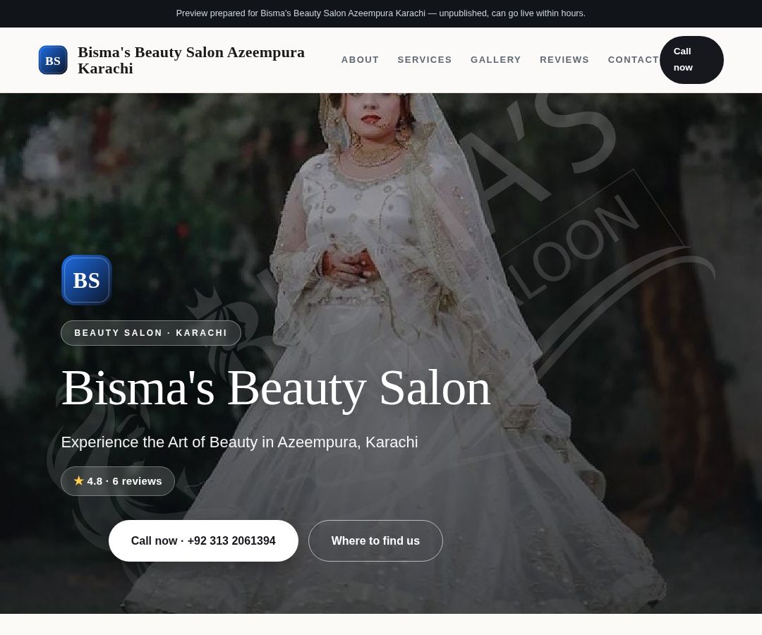 Bisma's Beauty Salon Azeempura Karachi