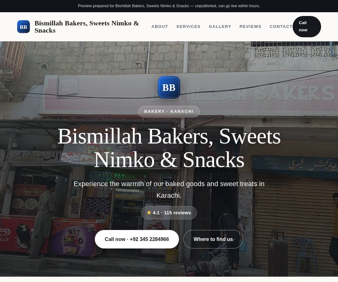 Bismillah Bakers, Sweets Nimko & Snacks