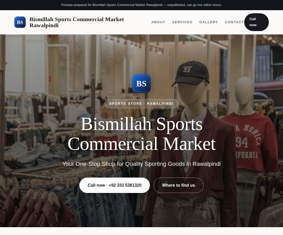 Bismillah Sports Commercial Market Rawalpindi
