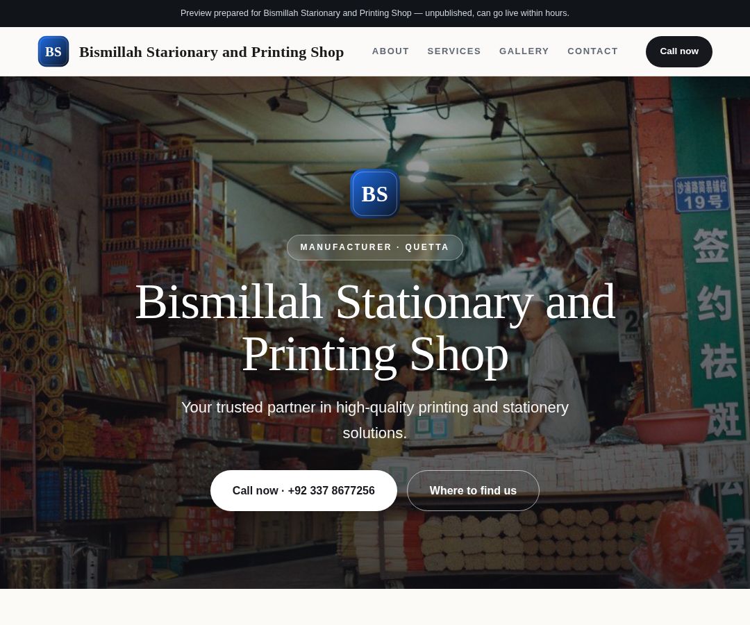 Bismillah Starionary and Printing Shop