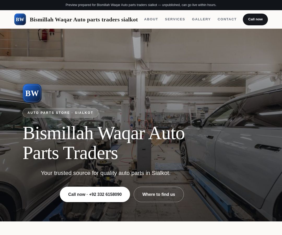 Bismillah Waqar Auto parts traders sialkot