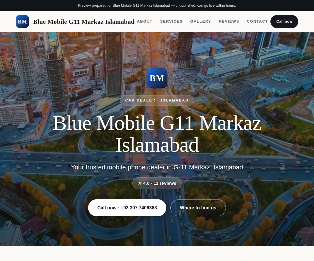 Blue Mobile G11 Markaz Islamabad