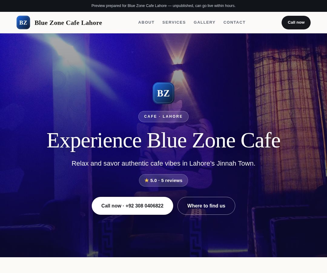 Blue Zone Cafe Lahore