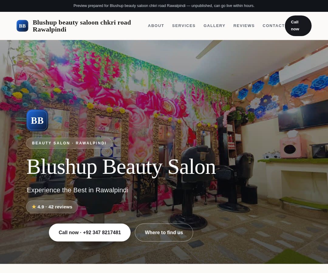 Blushup beauty saloon chkri road Rawalpindi