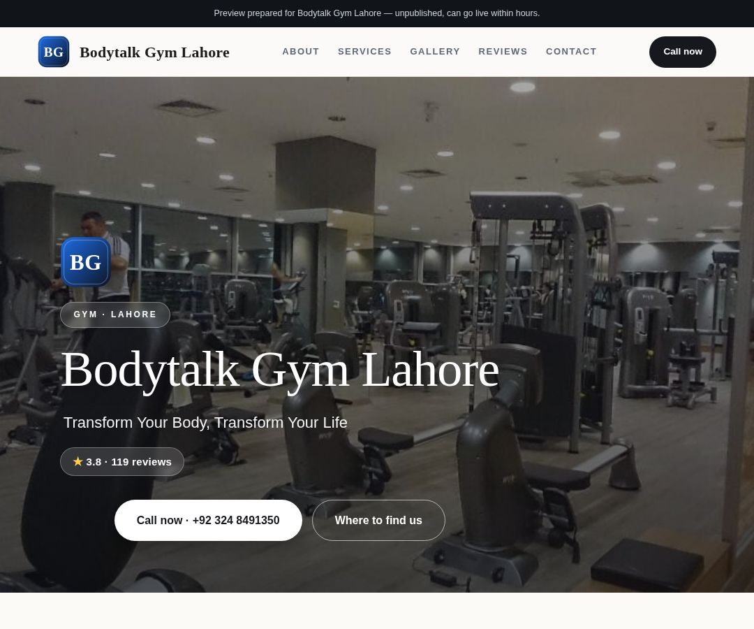Bodytalk Gym Lahore