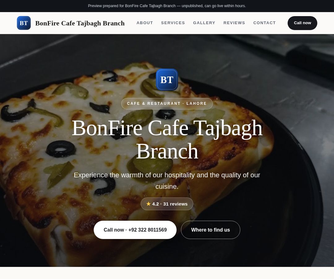 BonFire Cafe Tajbagh Branch