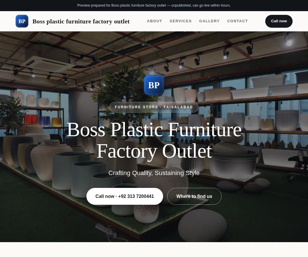 Boss plastic furniture factory outlet