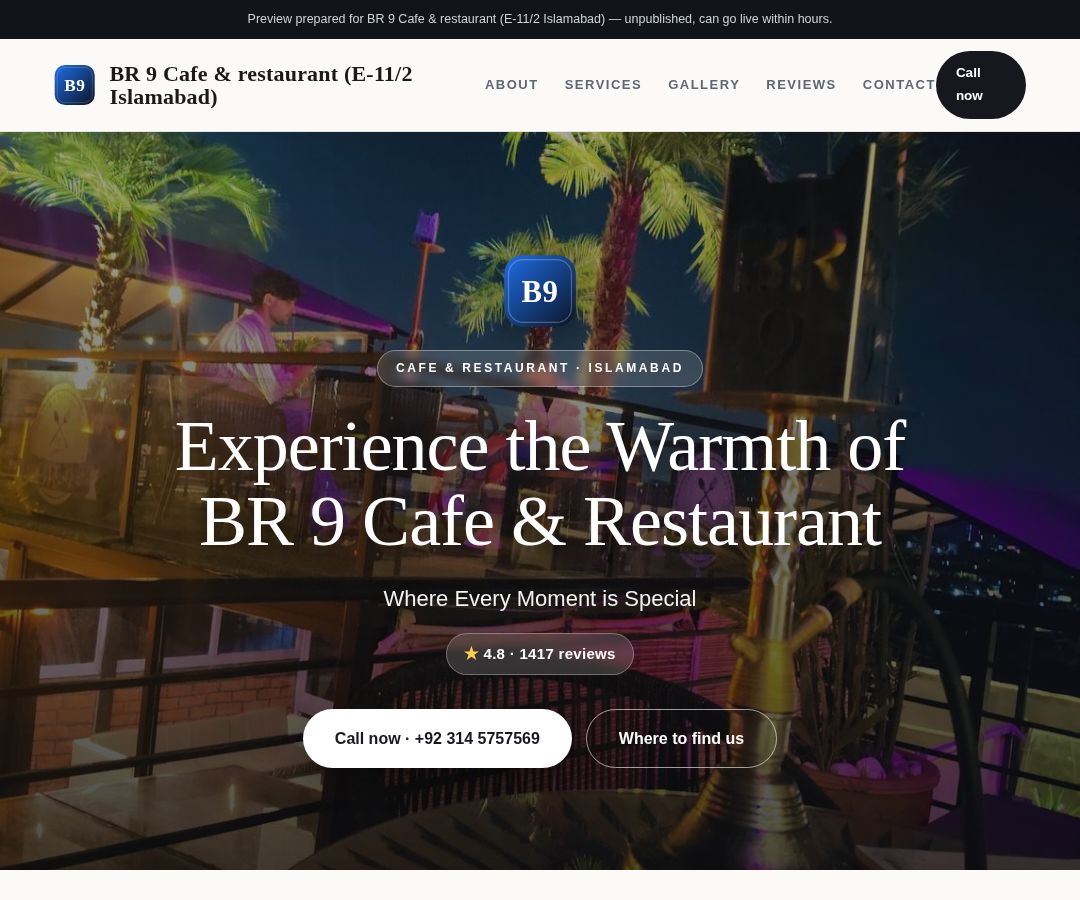 BR 9 Cafe & restaurant (E-11/2 Islamabad)