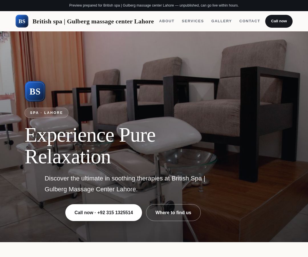 British spa | Gulberg massage center Lahore