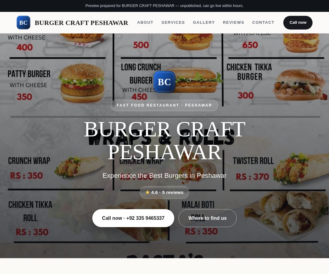 BURGER CRAFT PESHAWAR