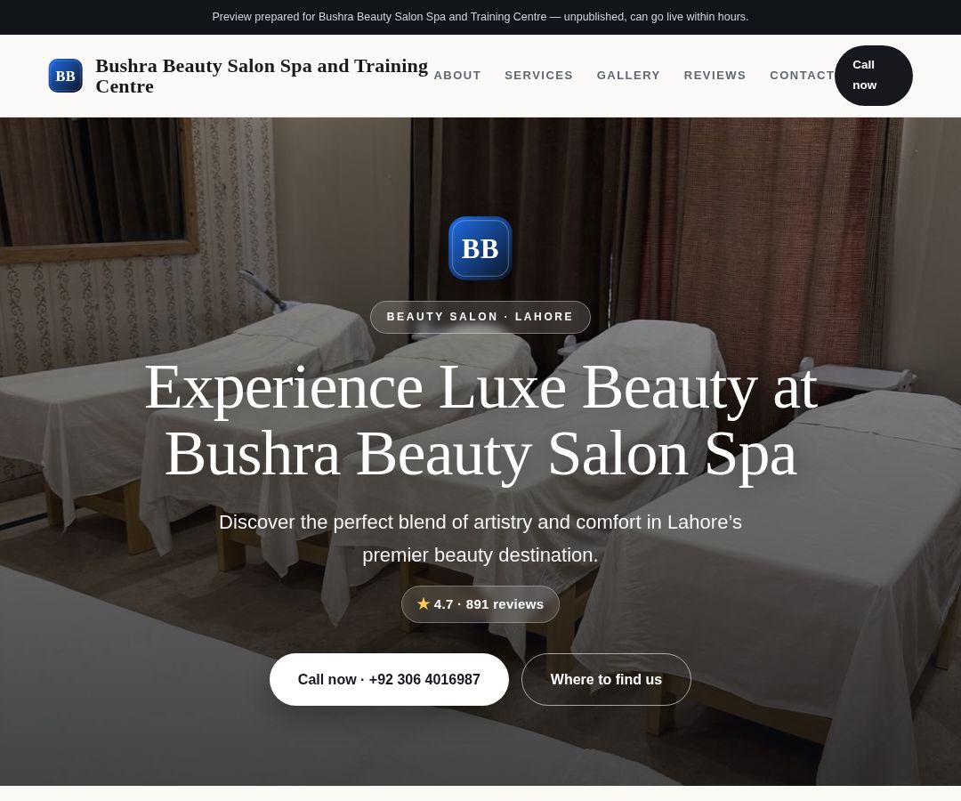 Bushra Beauty Salon Spa and Training Centre