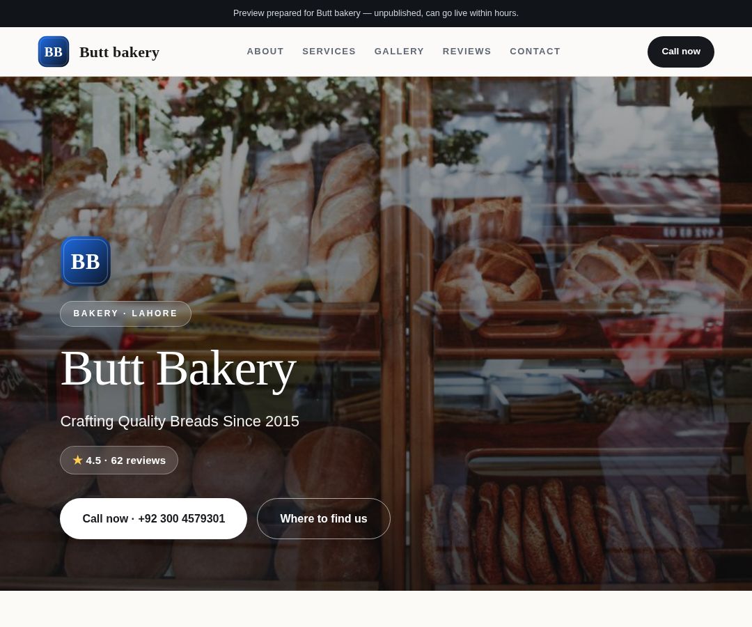 Butt bakery
