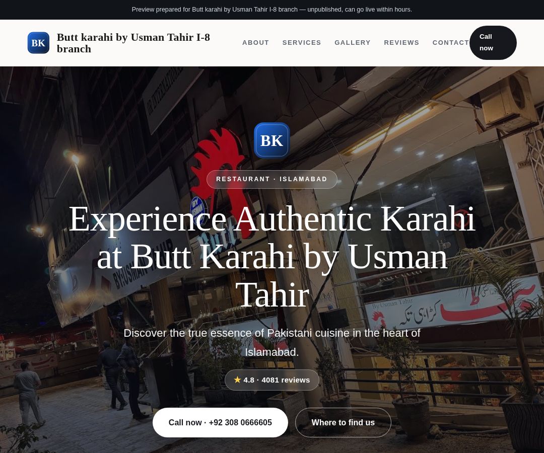 Butt karahi by Usman Tahir I-8 branch
