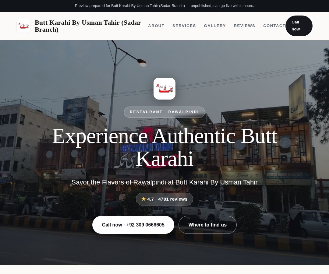 Butt Karahi By Usman Tahir (Sadar Branch)