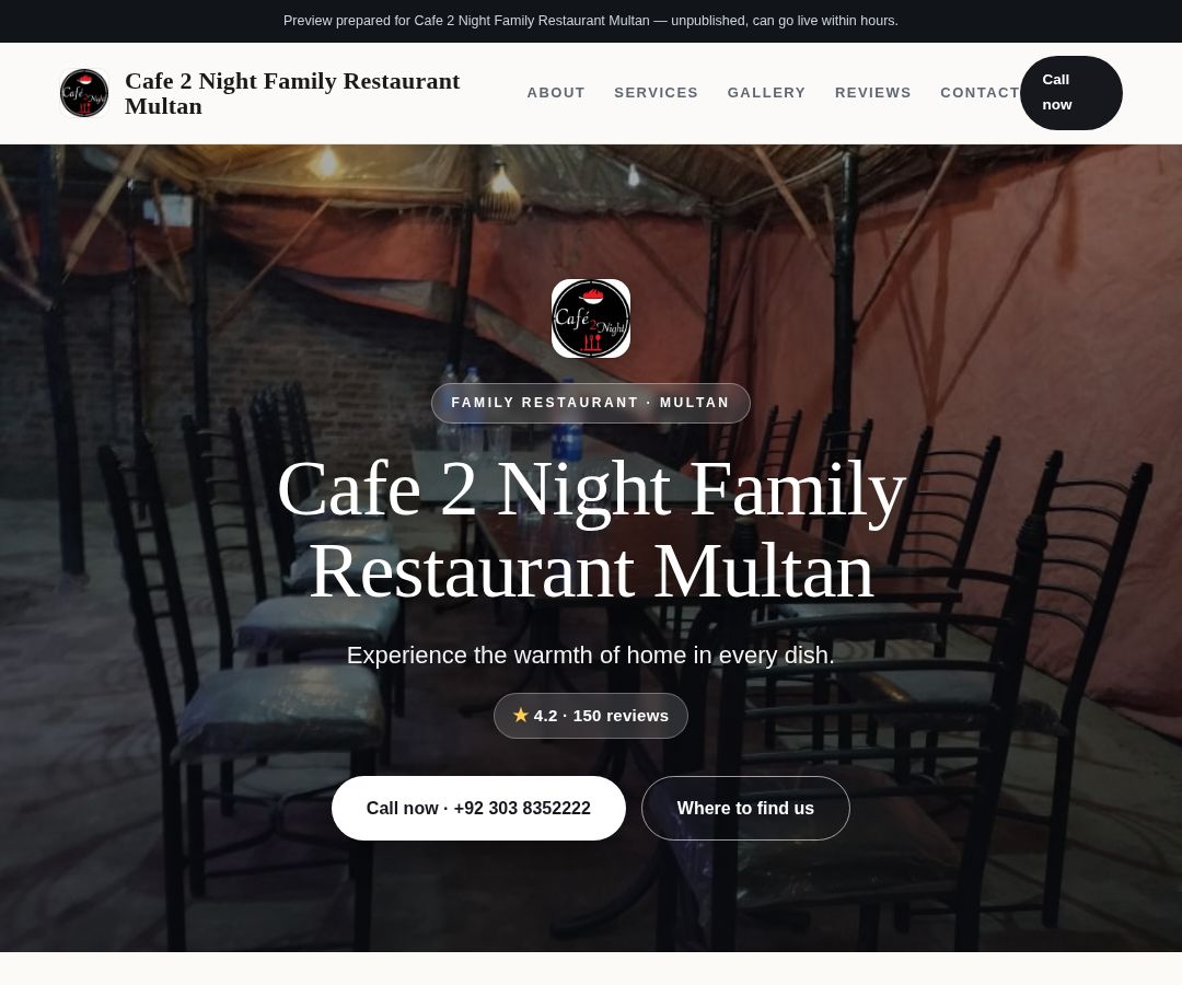 Cafe 2 Night Family Restaurant Multan
